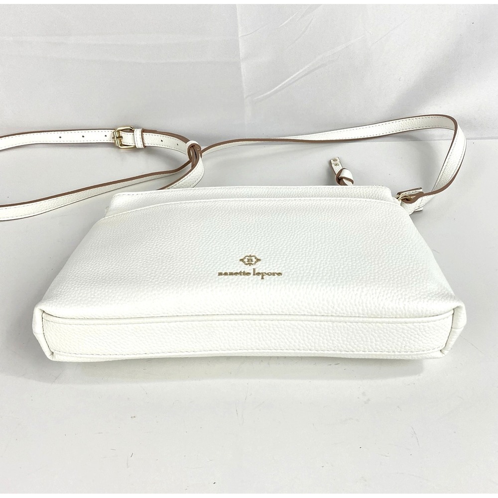 Nanette Lepore Shoulder Bag White Faux Leather Purse Handbag Additional Pouch - Picture 4 of 13
